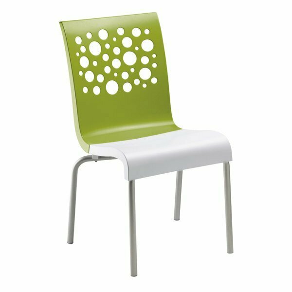 Grosfillex US835152 Tempo Stacking Resin Chair with Fern Green Back and White Seat - 4/Pack, 4PK 383US021152PK